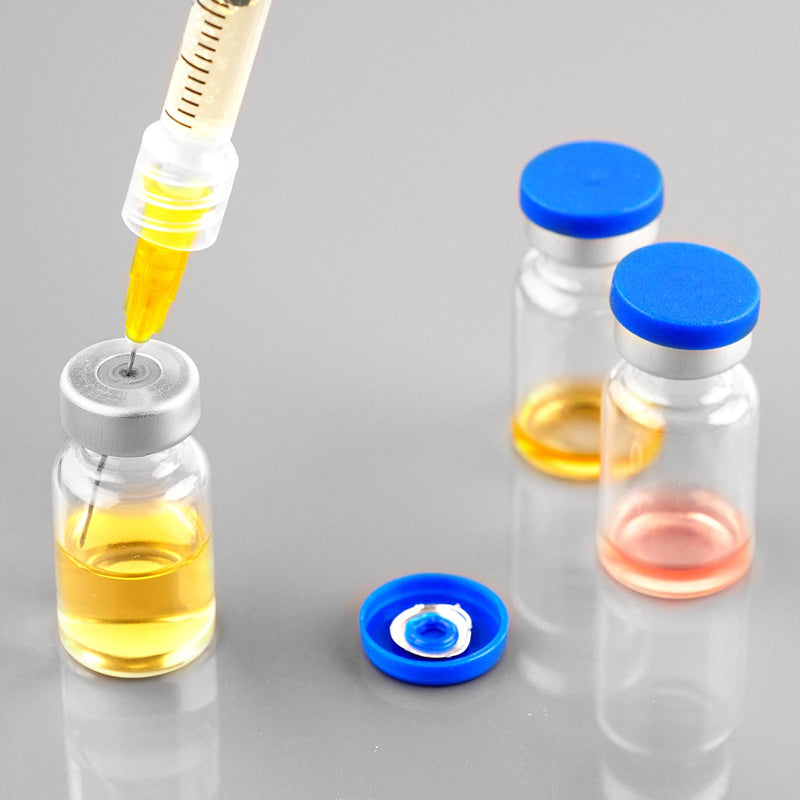 2ml Sealed Vials with Self Healing Injection Port and Plastic-Aluminum Flip Caps,Glass Empty Vials for Injection 10 Pack 2ml