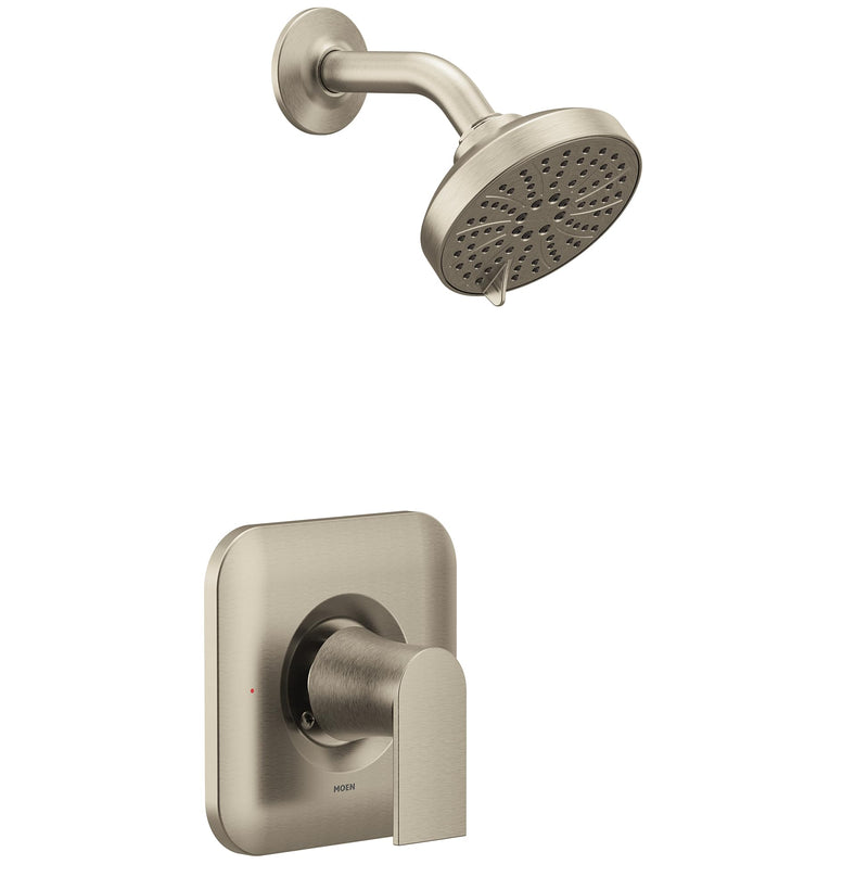 Moen Genta LX Pressure Balancing Eco-Performance Modern Shower Trim with Showerhead and Lever Handle, Posi-Temp Valve Required, Brushed Nickel, T2472EPBN