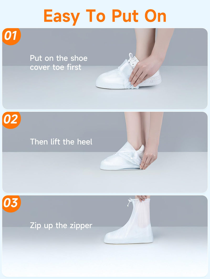 HTHOY&GOWY Shoe Covers for Womens & Mens Waterproof Anti-Slip Galoshes for Rain XXL(Women 9.5-11.5,Men 7.5-9.5)