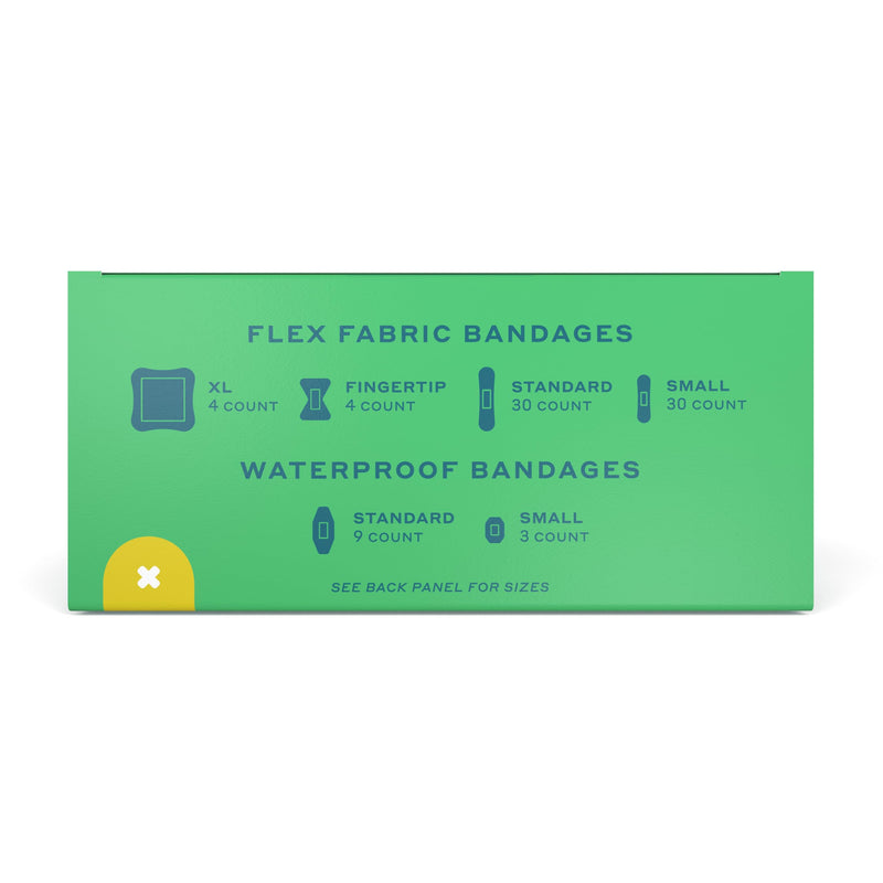 Welly Bandage Family Pack | Adhesive Flexible Fabric & Waterproof Bandages | Assorted Shapes and Patterns for Minor Cuts, Scrapes, and Wounds - 80 Count 80 Count (Pack of 1)