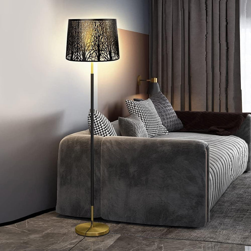 Metal Etching Process Large Lamp Shades, Alucset Drum Big Lampshades for Table Lamp and Floor Light, Pattern of Trees Design, 12x14x10 inch, Spider Tree