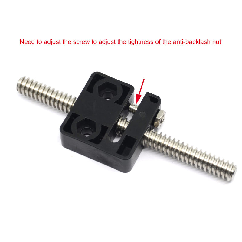 Zeberoxyz 2PCS Anti-Backlash Nut Block for 8mm Diameter, 2mm Pitch 8mm Lead POM Screw Nut for CNC and 3D Printer (8mm Lead-4-heads) 8mm Lead-4-heads