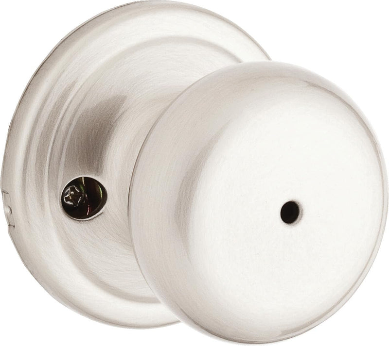 Kwikset Hancock Interior Privacy Door Knob with Lock, Door Handle For Bathroom and Bedroom, Satin Nickel, Keyless Push Button Lock Doorknob