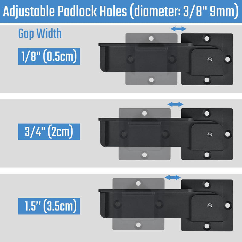 7.5" Flip Gate Latch Lock with Padlock Holes 2Pack, 4mm Heavy Duty Aluminum Alloy Door Latch for Outdoor Wooden Fence, Swing and Sliding Open Gate, Double Gate, Barn Door, Shed, Vinyl Fence 2