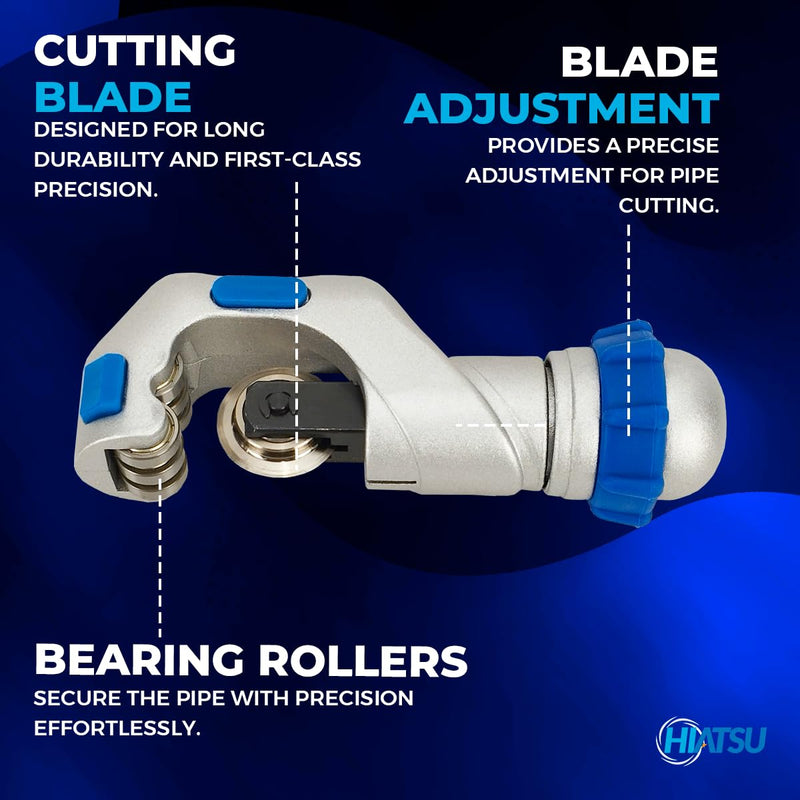 CTH-114 Professional Tube Cutter 3/16" 1/4" 3/8" 1/2" 5/8" 3/4" 7/8" 1" 1-1/4" Premium, Fast Clean Cut Tool for Copper, Brass, Aluminum, PVC, Plastic Pipes, Refrigeration CTH-114 Professional Tube Cutter