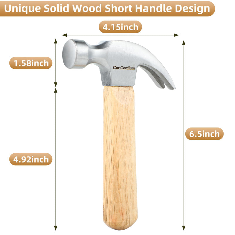 Hammer, Claw Hammer with Wood Handle and Steel Hammer Head, 8 OZ Small Hammer for House & DIY