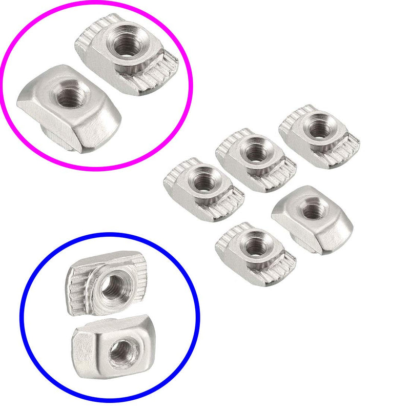 2020 Series T Nuts,105pcs M3 Sliding T Slot Nut Hammer Head Fastener Nut Nickel Plated Carbon Steel, M3 Half Round Roll in T-Nut for 2020 Series Aluminum Extrusion Profile