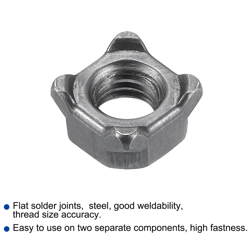 uxcell Weld Nuts, M6 Square UNC Carbon Steel Machine Screw Gray 100Pcs