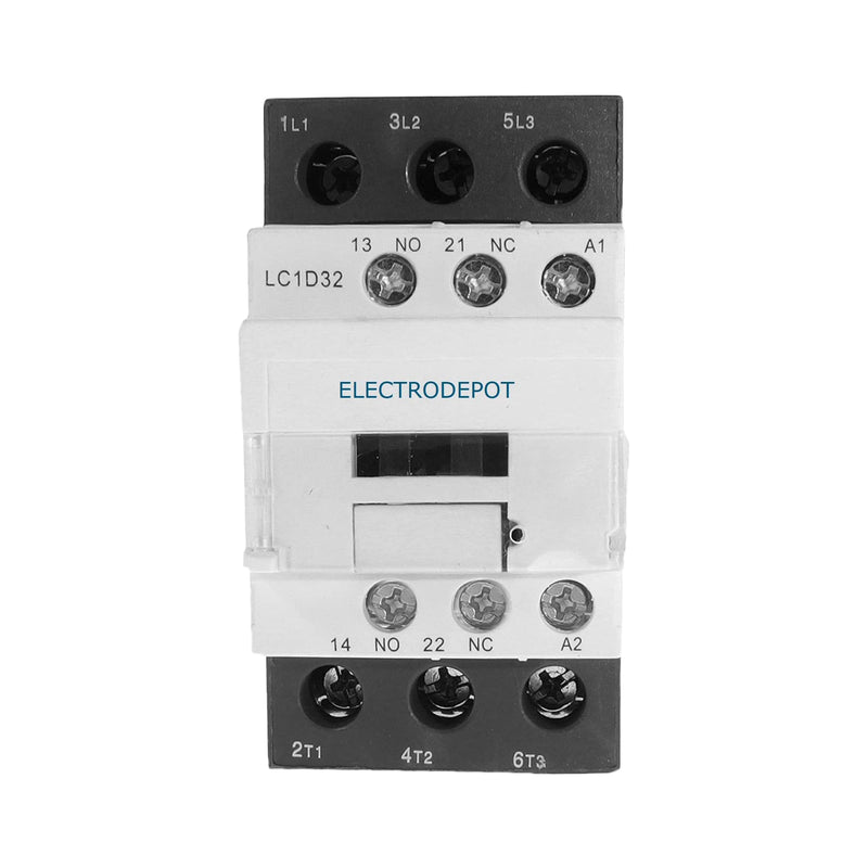 30A Electrodepot Contactor 3 Pole, 110/120V Coil, Motor Load 32A, Lighting 40A, 50A, 600V IEC DIN w 1NO and 1NC Aux Contact 1 Pack