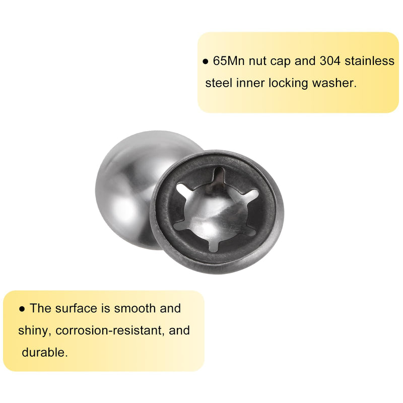 uxcell 40PCS 65Mn Steel Push on Push Nut Caps 0.31 Inch Axle Push Nut Fastener for Hand Trucks, Lawn Wagons, and Rolling Bins, M8 x 16mm