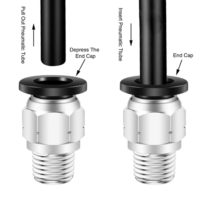 3/8 Air Fittings Push to Connect Fittings,CEKER 3/8 Inch Tubing Od x 3/8" NPT Thread Male Pneumatic Fittings Air Line Fittings Quick Connect Push in Connectors 5Packs 3/8" OD X 3/8" NPT Black 5