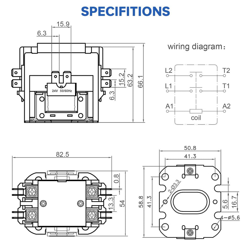 BOJACK 2 Poles FLA 30 Amp Coil 24 VAC Air Conditioner Condenser Compressor Contactor Motor Definite Purpose AC Contactor 2P 30A 24V