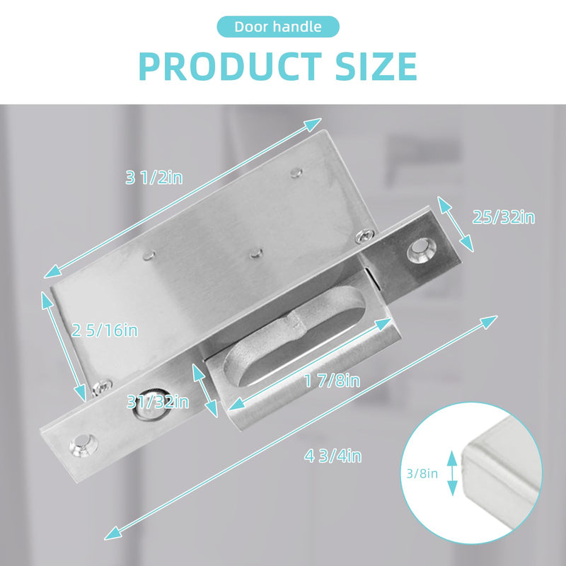 Sliding Pocket Door Hidden Handle, 304 Stainless Steel Pocket Door Hardware, Recessed Flush Finger Pulls, Heavy Duty Edge Pull with Pop Out Ring Pull (Silver, 6 inch) Silver