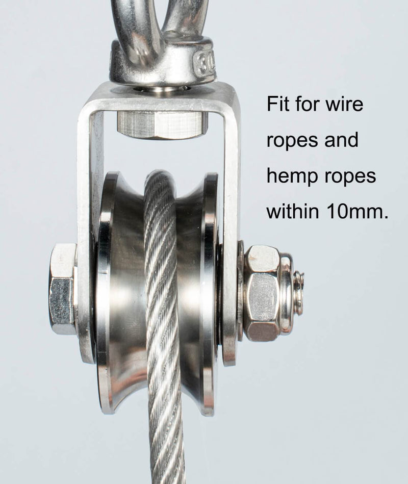 Heavy Duty Cable Single Pulley Block Wheel for Wire Rope with Ball Bearings, DIY Pulley System for Gym Equipment Workout, Winch, Lifting 48mm