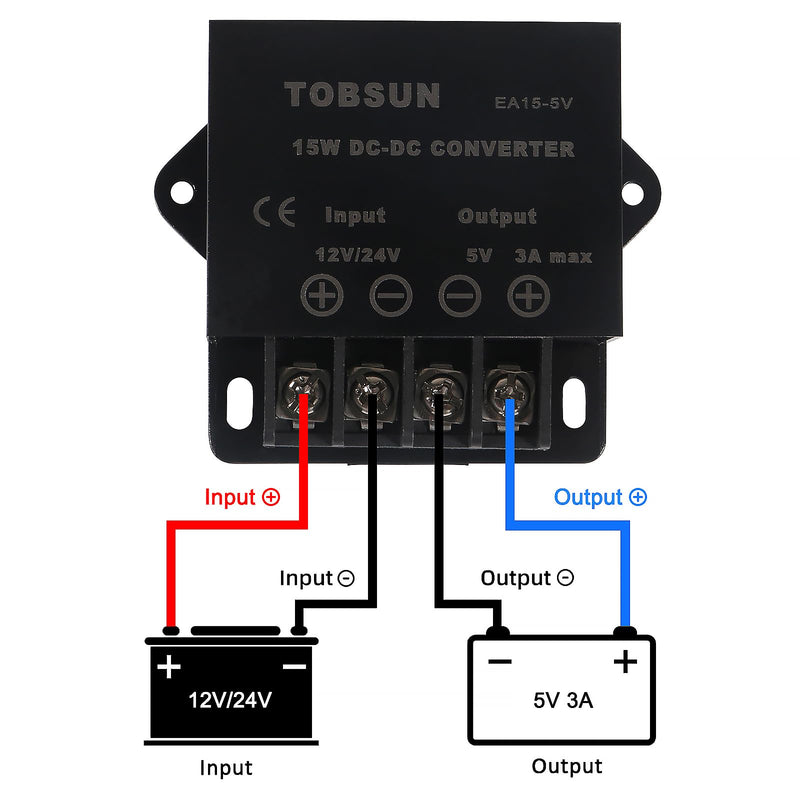 2PCS DC 12V 24V to 5V 3A 15W Power Converter Step Down Reducer 5V Regulator Buck Converter Module