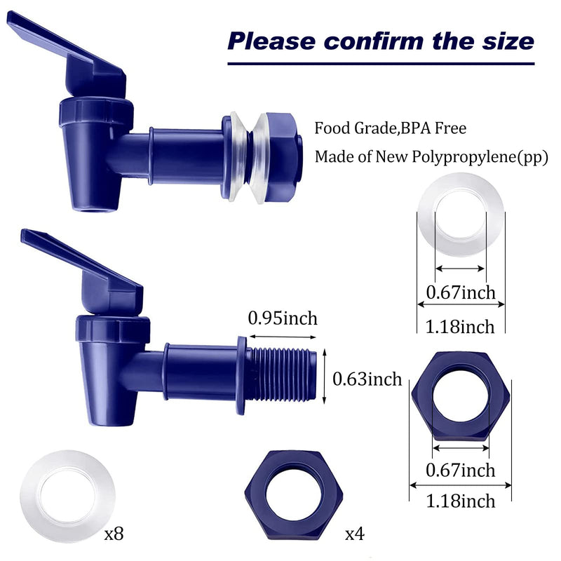 Replacement Cooler Faucet Water Bottle Jug, Dispenser Tap Set, Reusable Spigot Spout Water Beverage Lever Pour Dispenser Valve Crock Tap(Deep Blue,4 Sets) Deep Blue 4