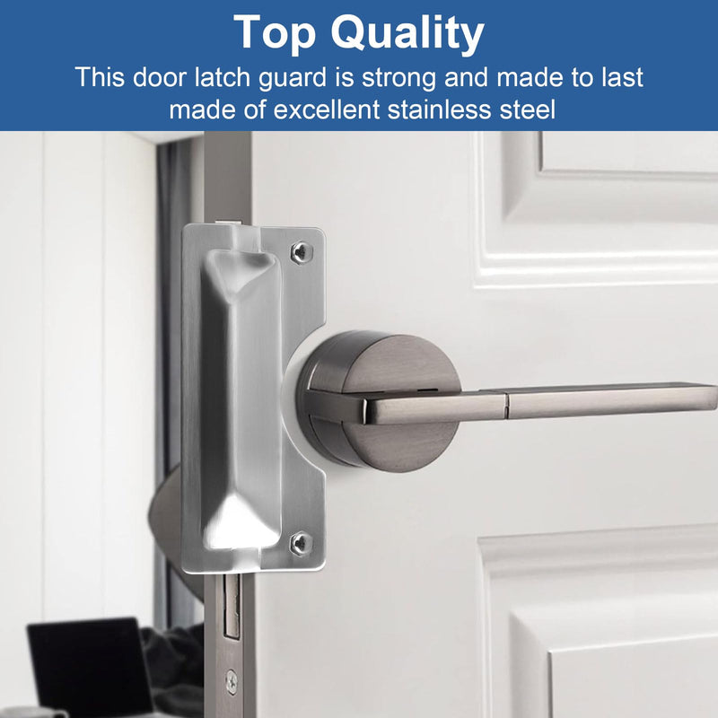 Latch Guard Plate Cover U 9496 Replacement for Prime-Line Door Latch Guard, 3 in x 7 in Stainless Steel Door Security Strike Plate Easy to Install on Out-Swinging Doors (2 PCS, Silver 2