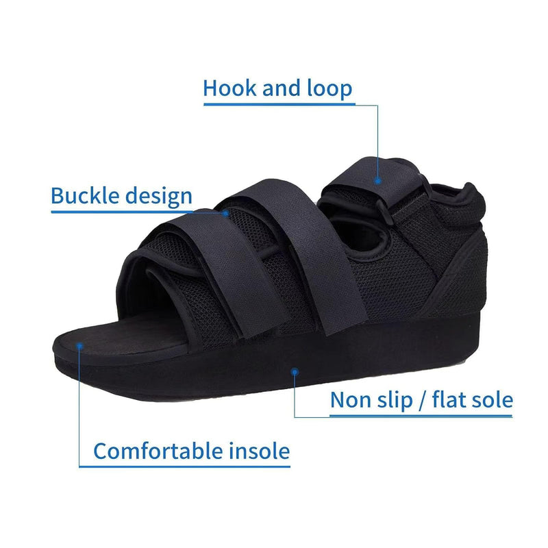 Post Op Shoe Walking Boot Brace Orthopedic Sandal Broken Surgical Foot Rehabilitation Recovery Shoe with Adjustable Strap for Women Men Injured Foot Fracture fits Either Left or Right Foot 1 Piece M 28x10.5 cm