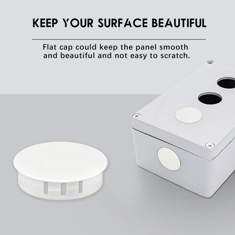 7/8 In/22 mm White Plastic Hole Plugs for Round Holes, Flush Type Panel Plugs Fastener Cover, Snap in Locking Tubing Plug Screw Hole Cover for Furniture Kitchen Cabinet, 30PCS 22mm(7/8")