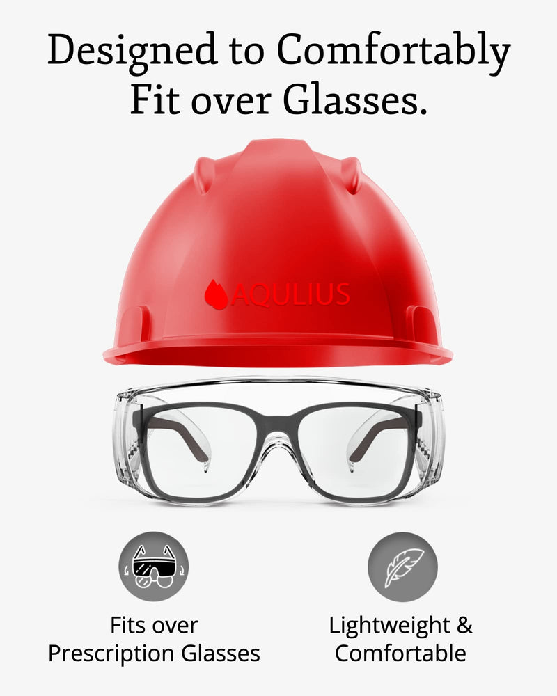 Aqulius Over Glasses Safety Glasses & Safety Goggles - 12-Pack, Clear Polycarbonate - Anti-Fog & Scratch-Resistant Bulk Eye Protection for Sanding & Shooting - ANSI Z87+ Rated Side Shields