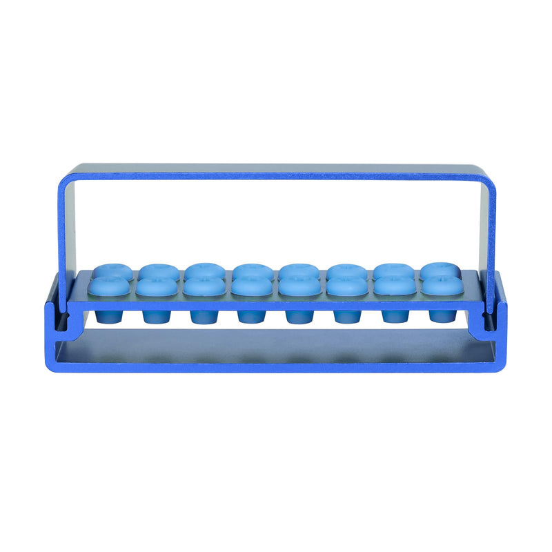 16 Holes Burs Holder Block Case 1.6mm&2.35mm Shank for CA/RA＆FG Autoclavable Burs Holder with Silicon Cover Blue Color