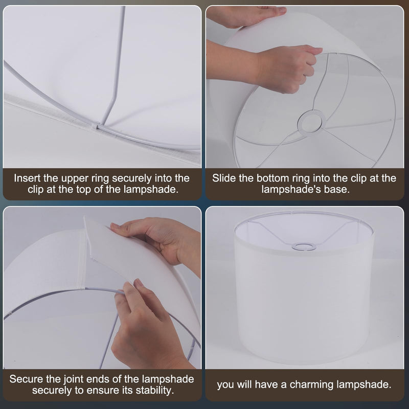 Lamp Shades Set of 2, Small Lamp Cover, White Drum Lampshades 8.7" Top x 8.7" Bottom x 7.9" High, Replacement Lamp Shades Natural Linen for Floor Lamps Table Lamps Chandelier Lamp, Assembly Required