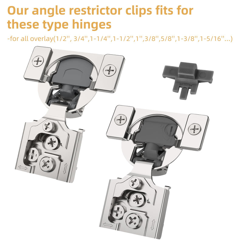 Furniware Cabinet Door Angle Restriction, 50 Pieces 86 Degree Hinge Clip for Soft Close Cabinet Hinges, Opening Restrictor Clip, Nylon