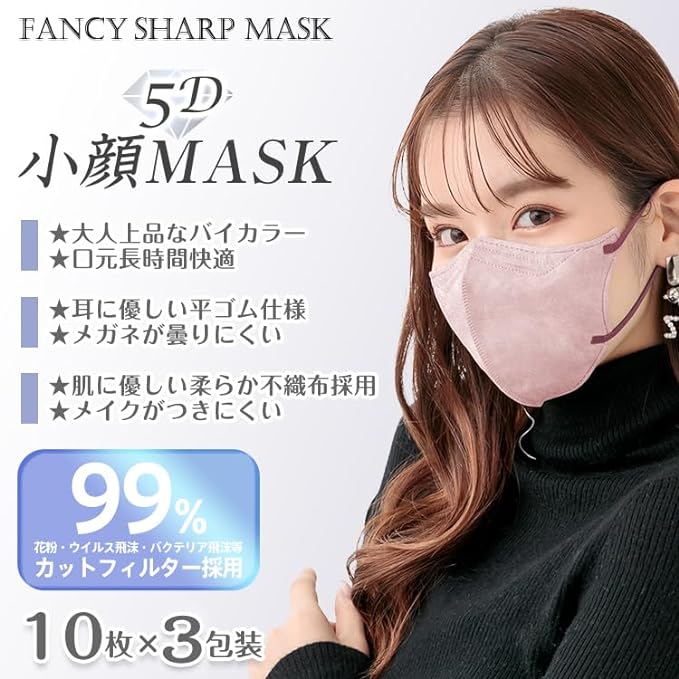 kaitou Mask, Nonwoven Fabric, Pleated Color Mask, Bicolor, Adult Size, Disposable, Soft Mask, Disposable, 99% Cut, 30 Pieces - NewNest Australia