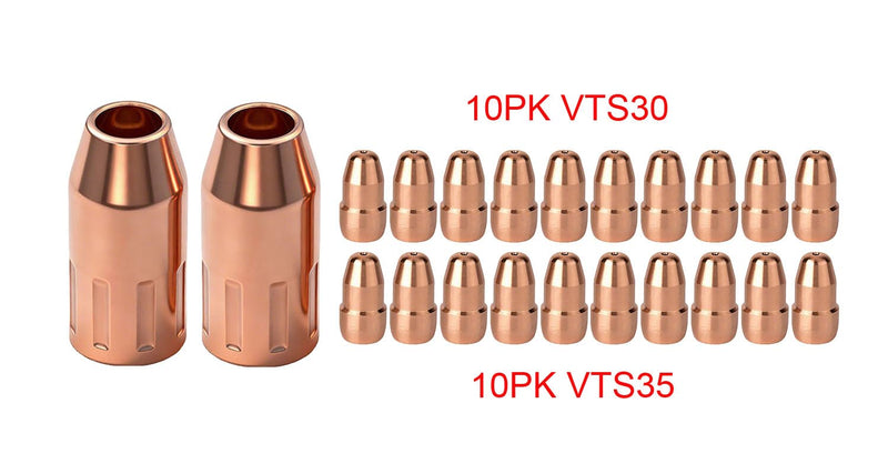 22PK MIG Welding 10Pcs VTS30+ 10Pcs VTS35 Gas Tips 2Pcs VNS50F nozzle Compatible with Velocity Light Duty and Tweco Fusion 140 180 220 250 MIG Welding 22PK VNS50F parts