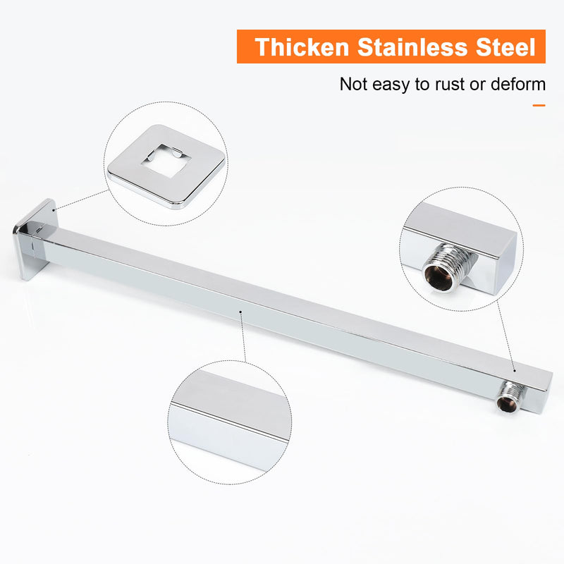 HarJue Shower Arm, Rain Shower Head Extension Extender, With Flange and Teflon Tape, Made of Thicken Stainless Steel for Bathroom Rainfall Showerhead (20 Inch, Chrome) 20 Inch