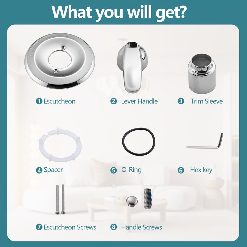 Shower Trim Kit Compatible with Delta 13/14 Series, Shower Cover Plate with Handle (Valve& Catridge Not Inclued), Chrome 1