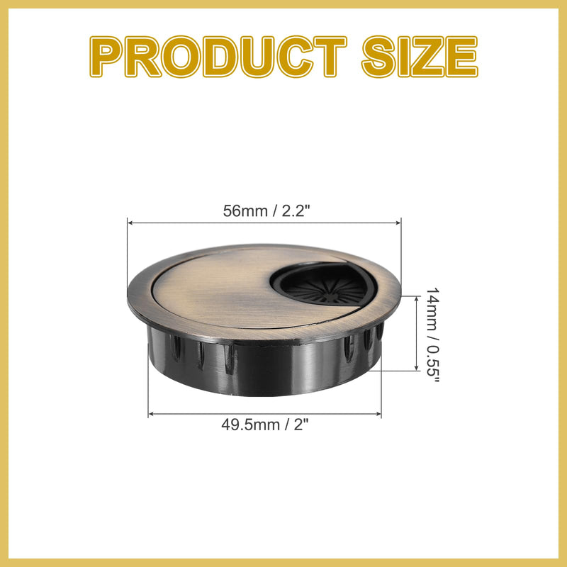 MECCANIXITY Desk Grommet 2 Inch, Zinc Alloy Round Desk Hole Cover Wire Cable Cord Organizer for Home Office Computer Table Cables, 49.5mm, Bronze