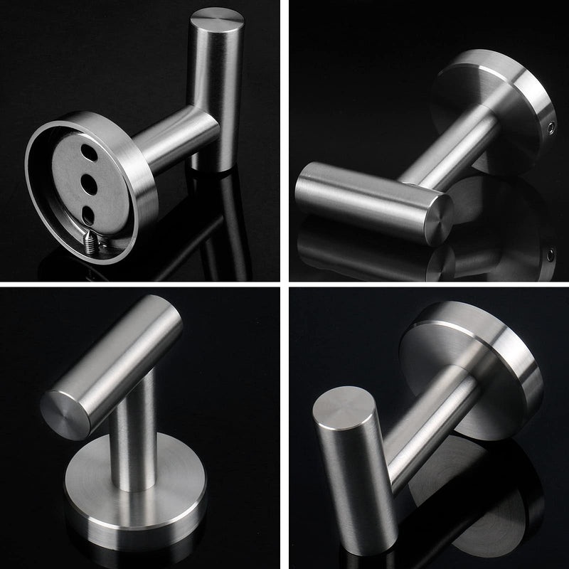NearMoon Bath Towel Hooks- SUS 304 Stainless Steel Robe Hook Holder, Heavy Duty Coat Hook for Bathroom Livingroom Hotel Kitchen Garage, Wall Mounted- 4 Pack (Brushed Nickel) Brushed Nickel