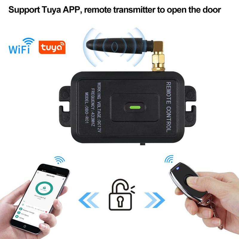 YiToo Wireless Tuya Smart WiFi Access Control System Kit Gate Opener Remote Control Unlock Smartphone APP Control Without Electric Door Locks Without Lock