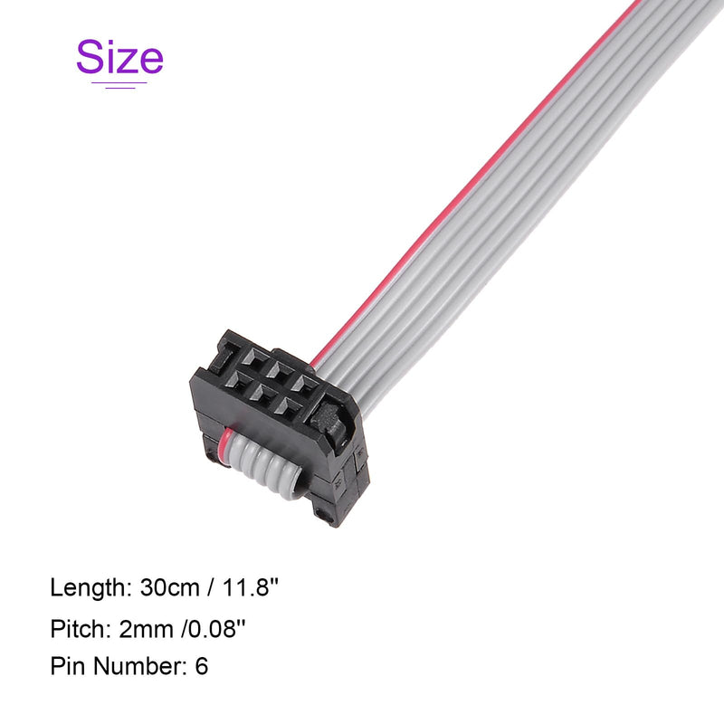 DMiotech 5 Pack Long 30CM 2MM Flat Ribbon Cable IDC 6 Pin Connector