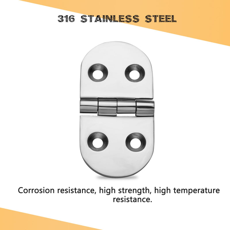 Heavy Duty Marine Boat Hatch Hinges, 316 Stainless Steel, 3 x 1.5-Inch Oval Hinges for Cabinet Doors with Screws (2-Pack)