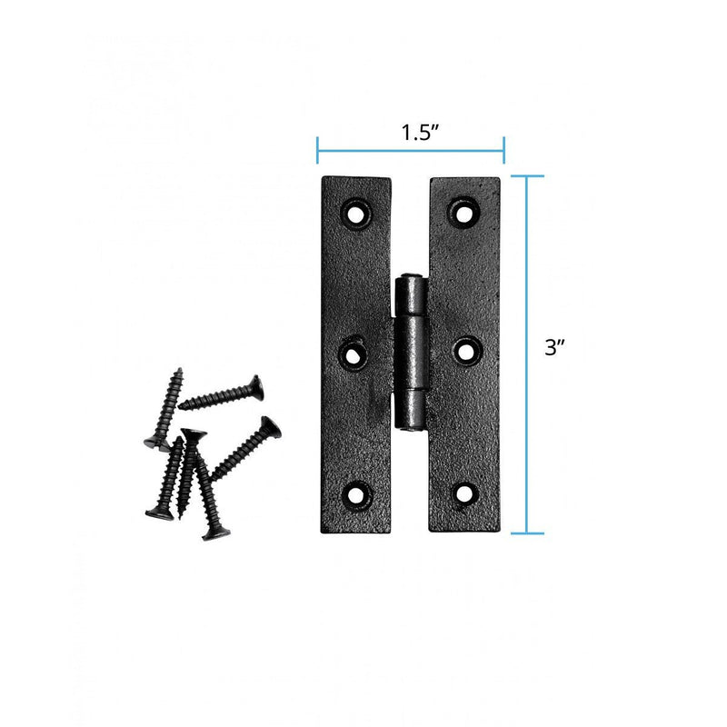 Renovators Supply Manufacturing Pack of 10 Black Wrought Iron H Cabinet Hinge 3 Inch Flush Mount Antique RSF Finish Hardware for Cupboard Wardrobe Furniture Doors