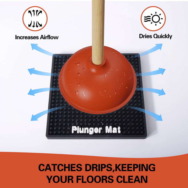 Plunger Tray - Fast-Drying Air Mat for Toilet Plunger Storage - Catches Drips & Moisture, Dries Quickly - Plunger Holder Only