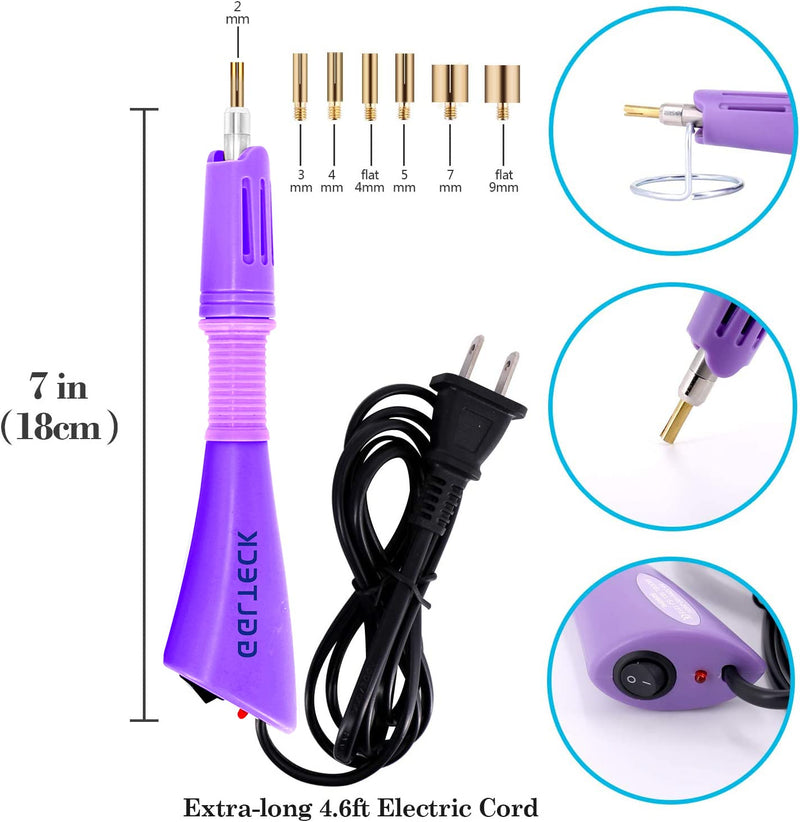 Hotfix Applicator Rhinestones, DIY Hot Fix Rhinestone Applicator Wand Setter Tool Kit with 7 Different Sizes Tips, Tweezers & Brush Cleaning kit and 2 Pack Hot-Fix Crystal Rhinestones