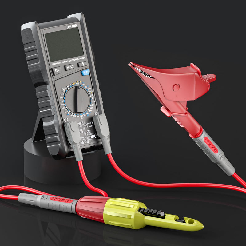 Goupchn Multimeter Test Leads Kit 6PCS with Alligator Crocodile Clips, Wire Piercing Probes 4mm Piercing Clip for Multimeter Voltmeter Thermometer Testing P1300H