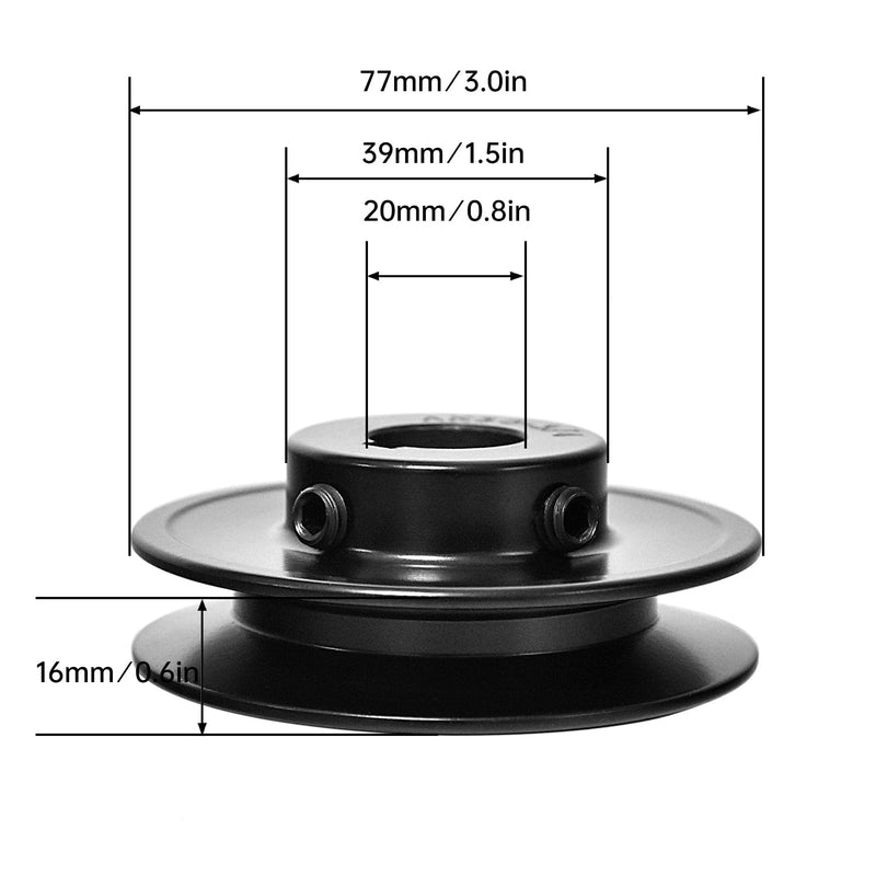 AK30-3/4 Single Groove V Belt Pulley 3/4" Bore 3" OD, Cast Iron, for A, 3L&4L (A&AX) V-Belts