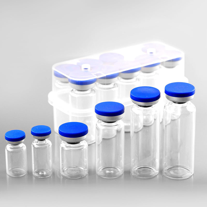 2ml Sealed Vials with Self Healing Injection Port and Plastic-Aluminum Flip Caps,Glass Empty Vials for Injection 10 Pack 2ml
