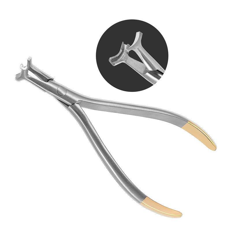 Dental Distal End Bending Plier Orthodontic NiTi Bender Forceps, Orthodontic Arch Wire Cinch Back Plier Hammerhead with Serrated for Dentist, Dental Students