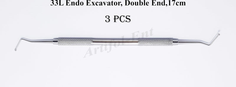 3 Pcs Dental Endodontic Spoon Excavators 17cm Double Ended 33L Stainless Steel Restorative Endo Instruments # EXC33L
