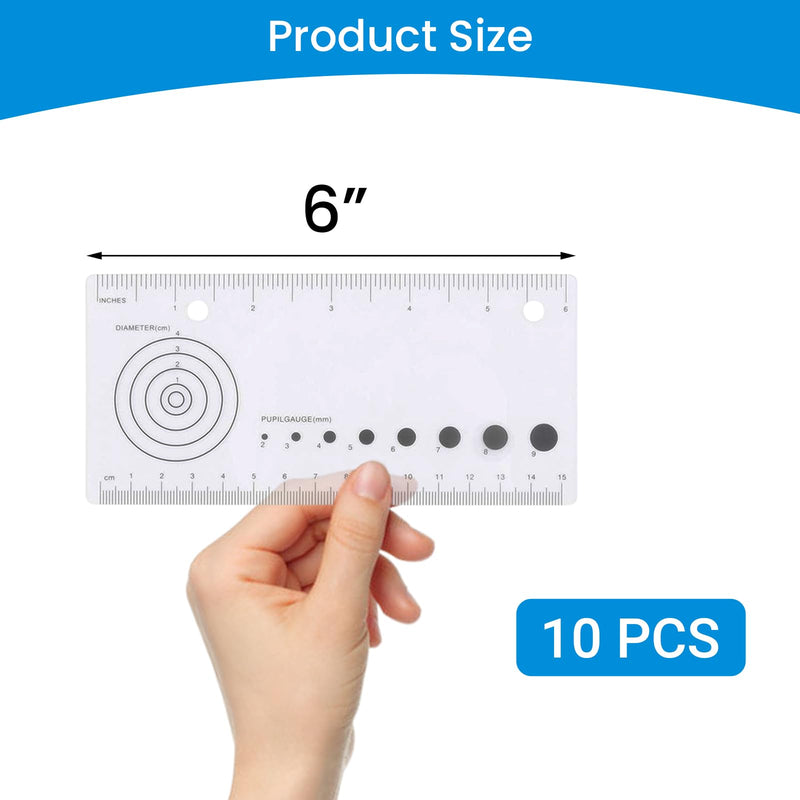 Wound Measuring Ruler with Pupil Gauge, 6 Inch Clear Plastic Wound Measurement Ruler for Nurses, EMTs, Clinics, First Aid and Care Use, Accurate Metric Scale, 10 Pcs