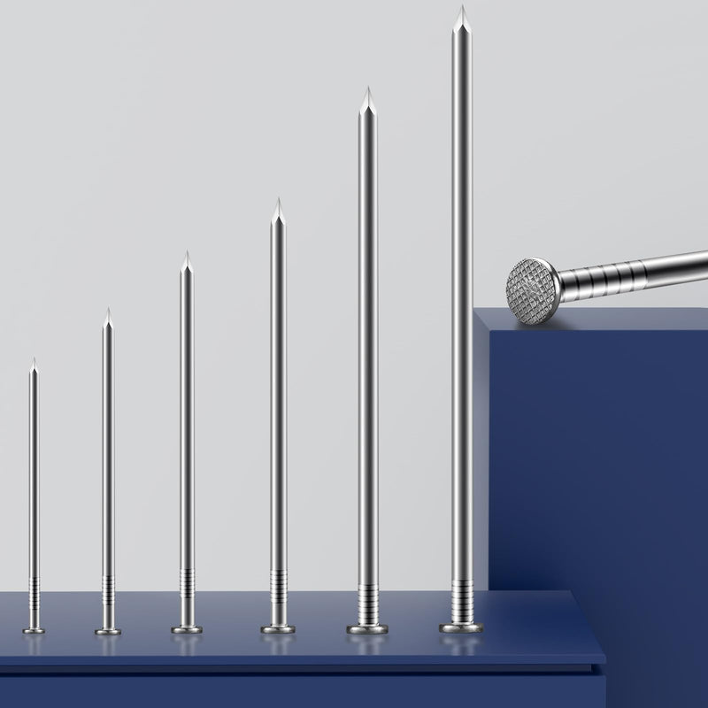6 inch Hardware Nails, (15pcs) 1 lbs Stainless Steel Nails, Nails for Hanging Pictures, Long Nails, Wall Nails, Wood Nails 6 in 1lb Box