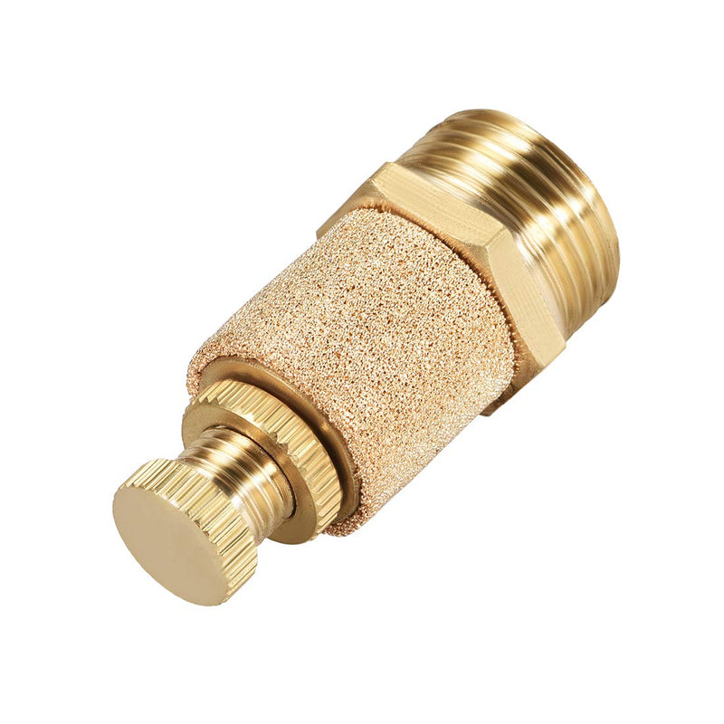 uxcell Sintered Bronze Exhaust Muffler Top Adjustable G3/8 - Brass Body Pneumatic Air Muffler Air Flow Speed Controller Brass Flow Control Muffler 2pcs