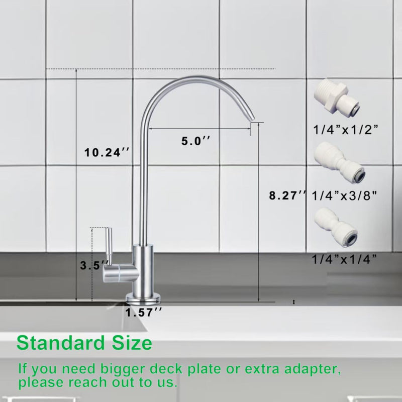 Stainless Steel Drinking Water Faucet, Non-air Gap ro Faucet for Sparkling Water, Cooler Water, Other Reverse Osmosis Water Filtration System (Brushed Nickel 2) Classic