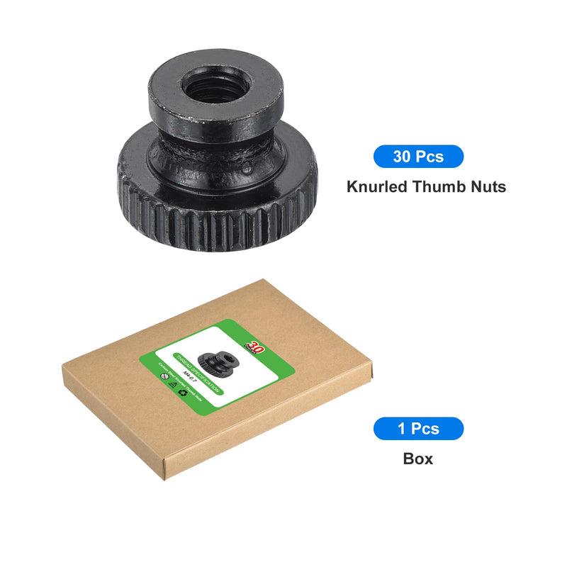 uxcell Knurled Thumb Nuts, 30Pcs M4 x 12 x 8mm Carbon Steel Knurled Nut, Adjusting Round Knobs Fasteners Nuts for 3D Printer Parts, Black 30
