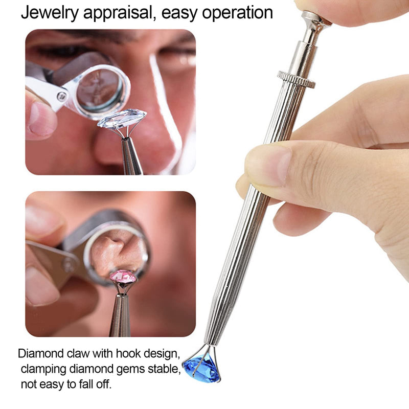 3 Pack Diamond Holder Pick up Tool Stainless Steel Tweezers Diamond Claw Tweezers Parts Beads Diamond Gems Prong Tweezer Grabber Stone Jewelry Locking Tweezers Claw and Tweezers